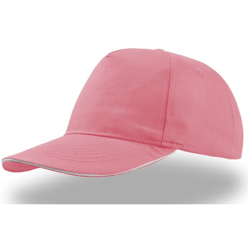 Casquette 5 panneaux en coton avec liseré sur la visière, 160 g/m²