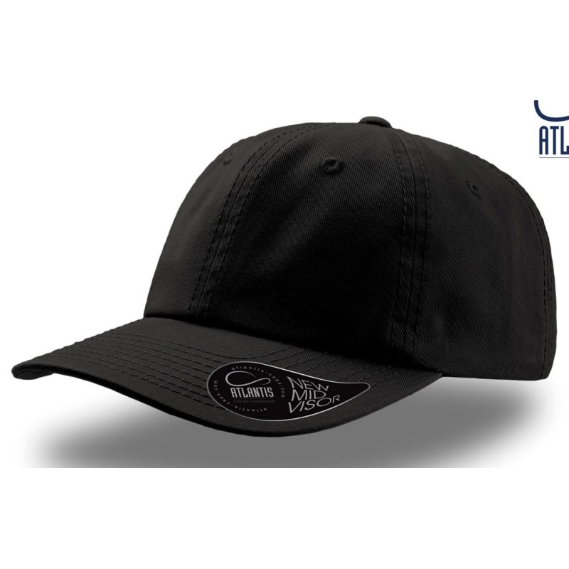 Casquette 6 panneaux en coton twill chino, visière mid-visor
