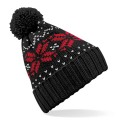 Bonnet acrylique, motif jacquard avec pompon