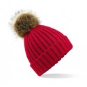 Bonnet Beanie épais et ultra doux avec pompon en fourrure