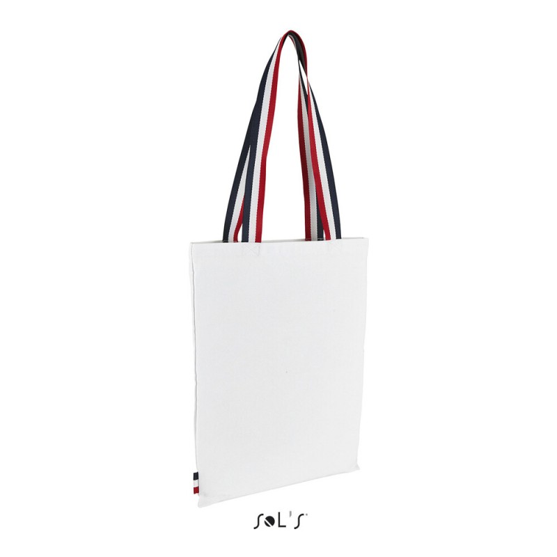 Tote bag avec anses tricolore en coton canvas, 235 g/m²