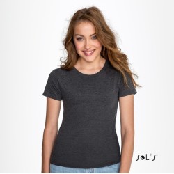 T-shirt femme col rond, coupe cintrée, 100% coton jersey, 150 g/m²