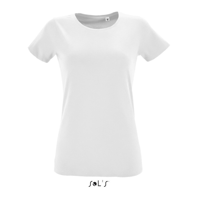 T-shirt femme col rond, coupe cintrée, 100% coton jersey, 150 g/m²