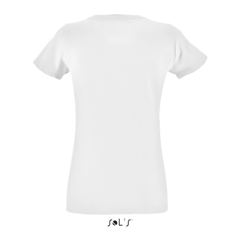 T-shirt femme col rond, coupe cintrée, 100% coton jersey, 150 g/m²