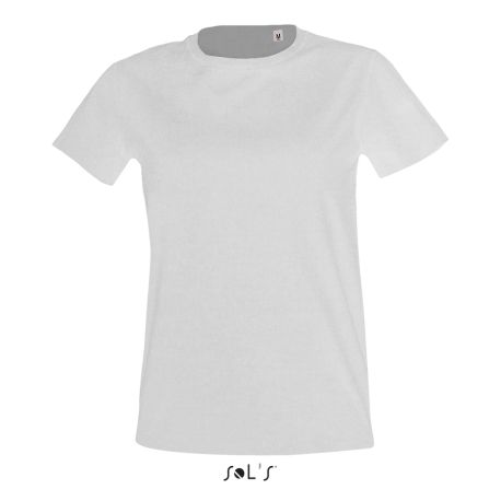 T-shirt femme col rond, coupe cintrée, 100% coton, 190 g/m²