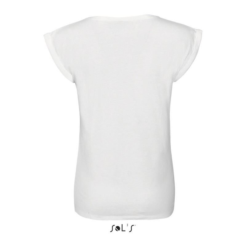 T-shirt femme en jersey fin, avec revers bas de manches, 115 g/m²