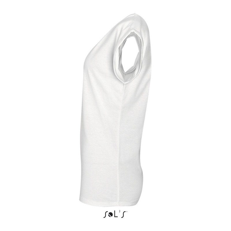 T-shirt femme en jersey fin, avec revers bas de manches, 115 g/m²