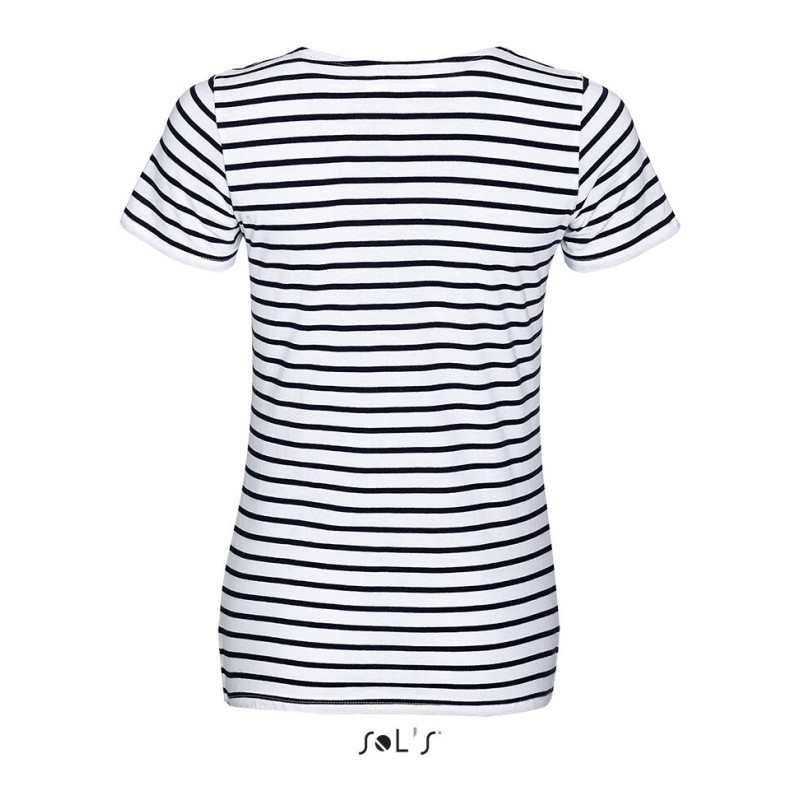 T-shirt femme à rayures, manches courtes, 100% coton, 150 g/m²