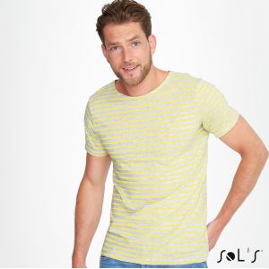 T-shirt homme à rayures, manches courtes, 100% coton, 150 g/m²