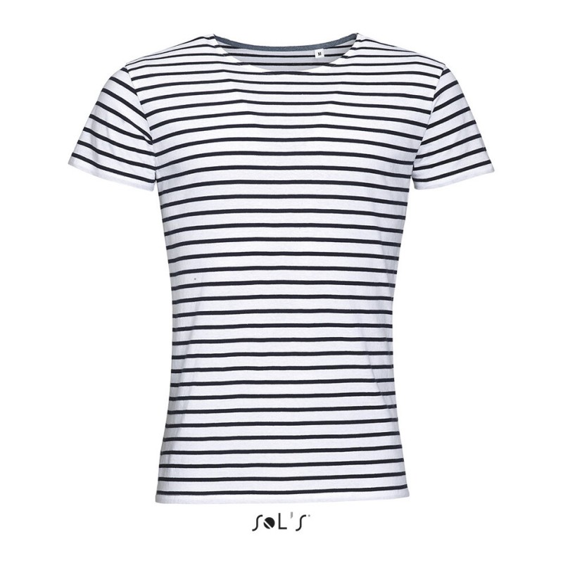 T-shirt homme à rayures, manches courtes, 100% coton, 150 g/m²