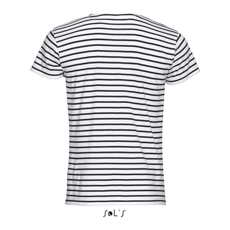 T-shirt homme à rayures, manches courtes, 100% coton, 150 g/m²