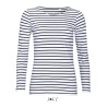 T-shirt femme marinière, manches longues, 100% coton, 150 g/m²