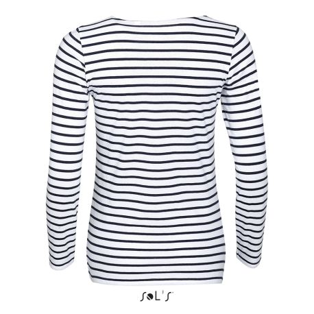 T-shirt femme marinière, manches longues, 100% coton, 150 g/m²