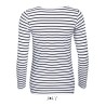 T-shirt femme marinière, manches longues, 100% coton, 150 g/m²