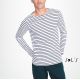 T-shirt homme marinière, manches longues, 100% coton, 150 g/m²