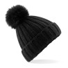 Bonnet à pompon en maille épaisse et fourrure Verbier