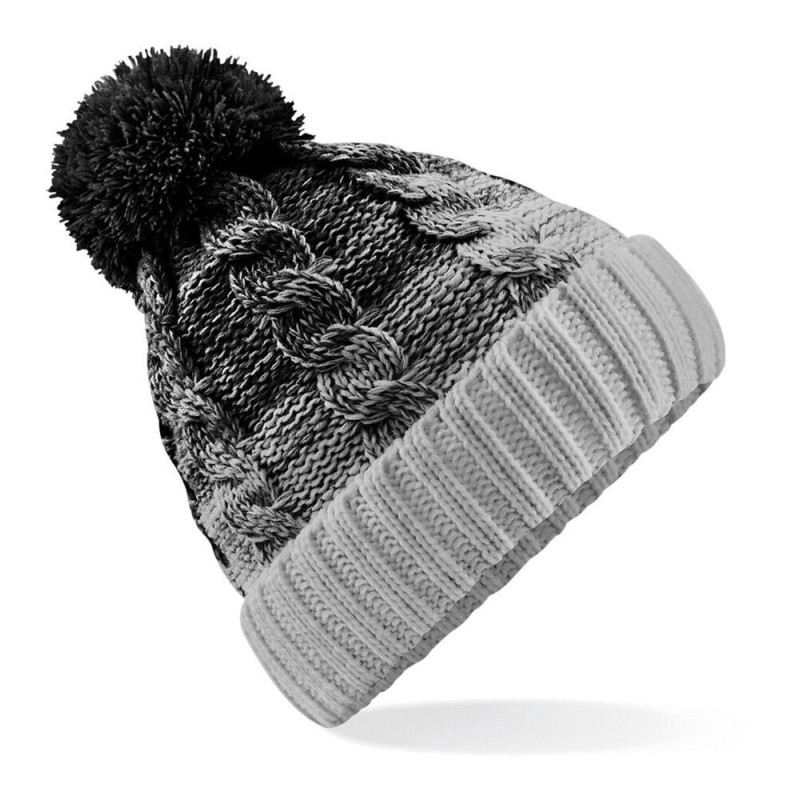Bonnet ombré en maille torsadée avec doublure en peau de mouton