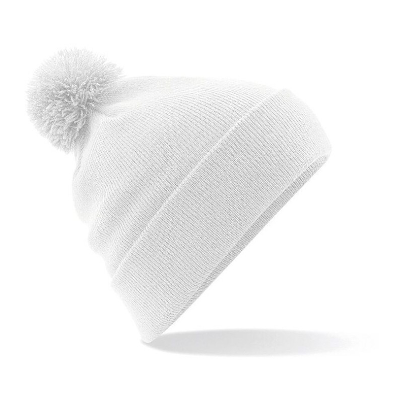 Bonnet Beanie doublé à pompon ton sur ton avec revers