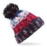 Bonnet tricoté à pompon multicouleurs