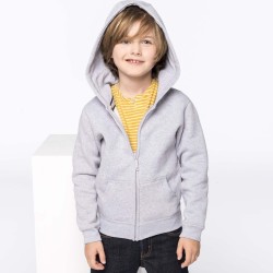 Sweat-shirt capuche zippé enfant, capuche doublée en nid d'abeille