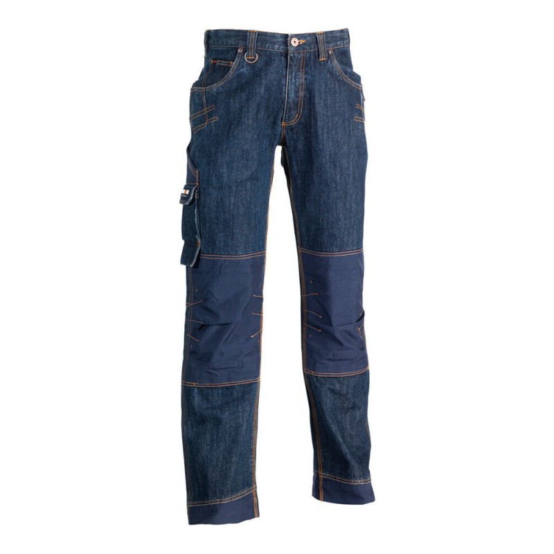 Pantalon jean de travail en coton avec poches genouillères, 450 g/m²