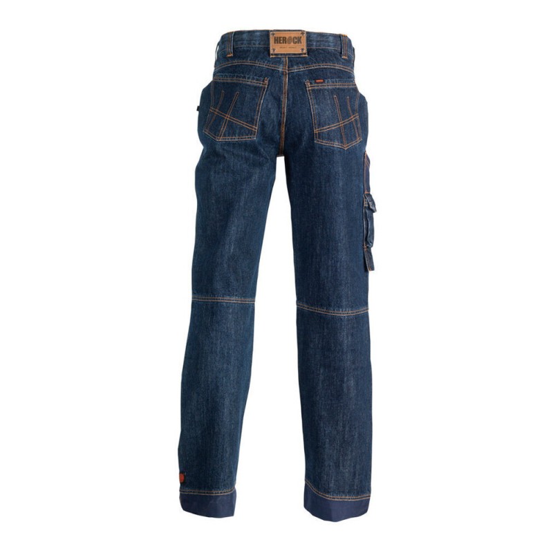 Pantalon jean de travail en coton avec poches genouillères, 450 g/m²