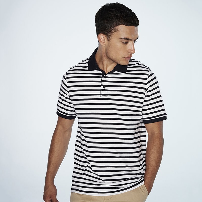 Polo marinière en coton jersey rayé sans étiquette "no label", 180 g/m²