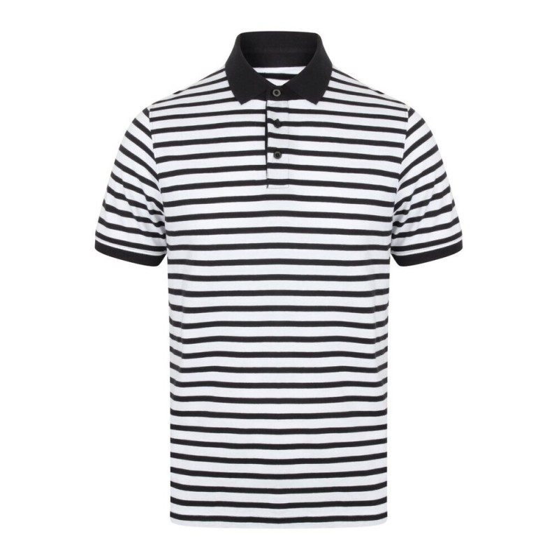 Polo marinière en coton jersey rayé sans étiquette "no label", 180 g/m²