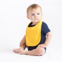 Bavoir bébé uni en coton, fermeture velcro, 200 g/m²