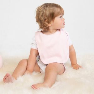 Bavoir bébé uni en coton, fermeture velcro, 200 g/m²
