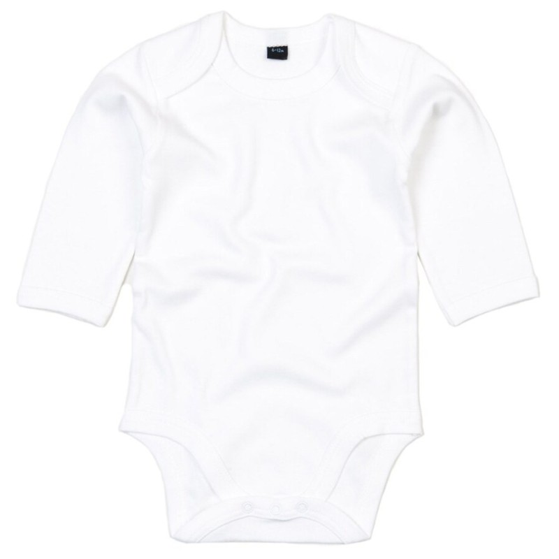 Body bébé uni manches longues en coton bio, 200 g/m² pas cher