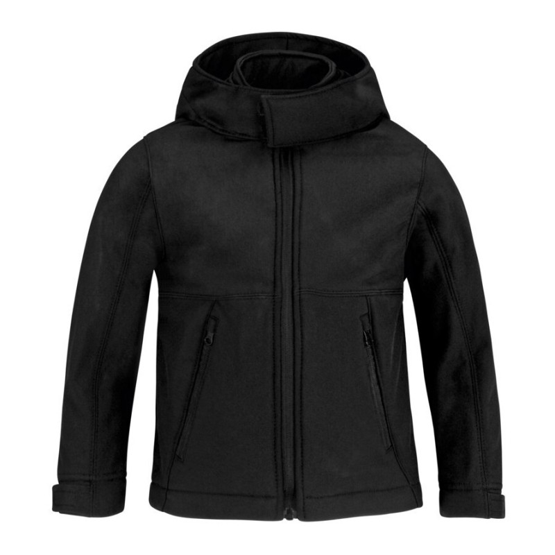 Veste soft-shell enfant à capuche détachable et protège-menton