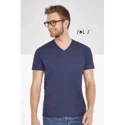 T-shirt homme col V, manches courtes, 100% coton jersey, 190 g/m²