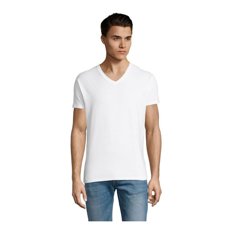 T-shirt homme col V, manches courtes, 100% coton jersey, 190 g/m²