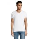 T-shirt homme col V, manches courtes, 100% coton jersey, 190 g/m²