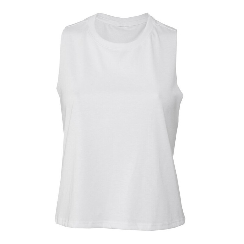 Débardeur femme court crop top à bords bruts, dos nageur, 125 g/m²