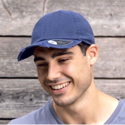 Casquette 6 panneaux vintage en coton chino avec visière destroy
