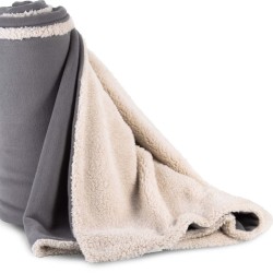 Plaid sherpa, un côté en polaire, l'autre en sherpa