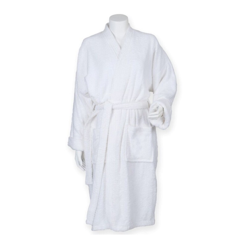 Peignoir de bain kimono épais en coton ringspun avec ceinture, 400 g/m²