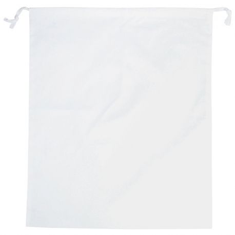 Sac à linge blanc en coton tissé, fermeture par cordelette, 120 g/m²