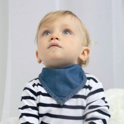 Bandana jean bébé en coton bio avec boutons-pression