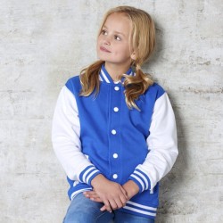 Veste sweat enfant bicolore avec boutons pression, 300 g/m²