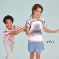 Tee-shirt enfant NO LABEL col rond rayé manches courtes, 150 g/m²