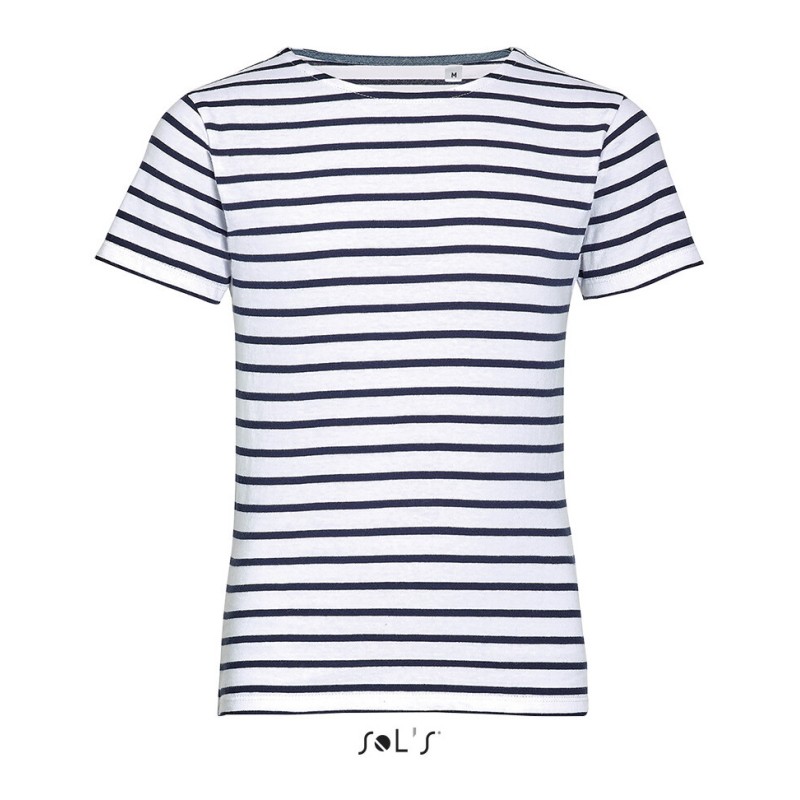 Tee-shirt enfant NO LABEL col rond rayé manches courtes, 150 g/m²