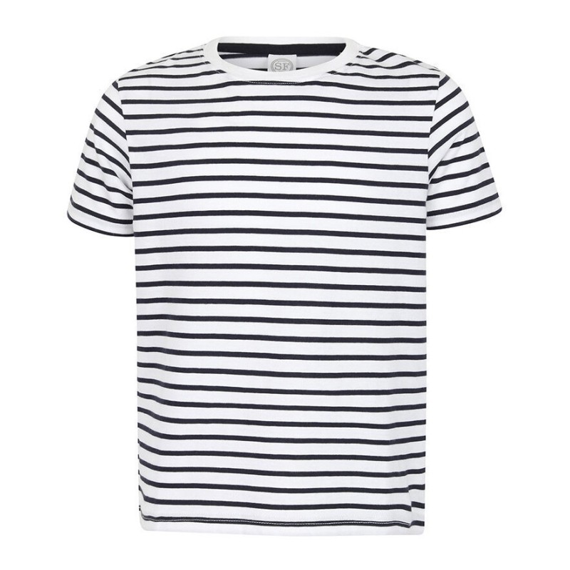 T-shirt marinière enfant en coton doux jersey, 160 g/m²