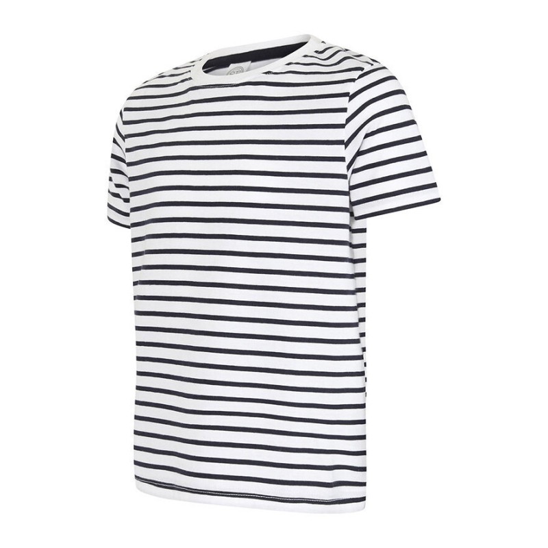 T-shirt marinière enfant en coton doux jersey, 160 g/m²