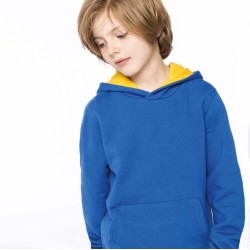 Sweat enfant à capuche contrastée en polycoton, 280 g/m²