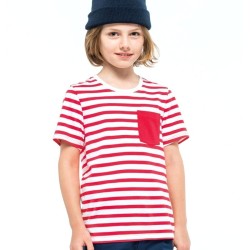 T-shirt marinière enfant avec poche sur le coeur, 160 g/m²