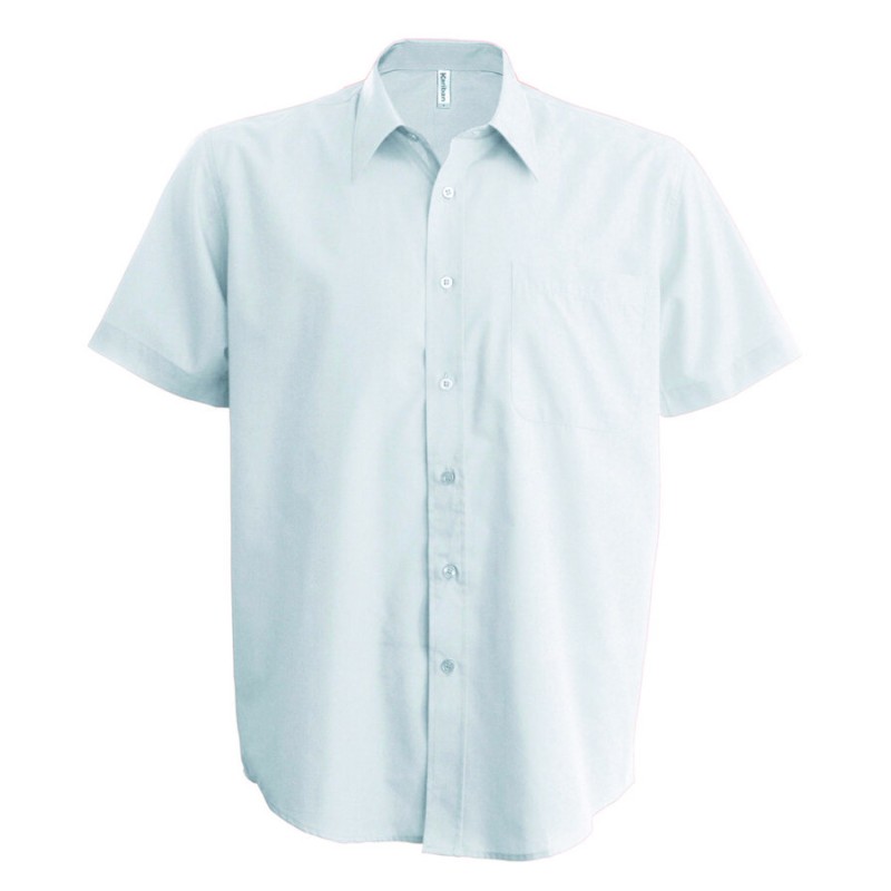 Chemise enfant manches courtes en popeline de coton souple, 125 g/m²