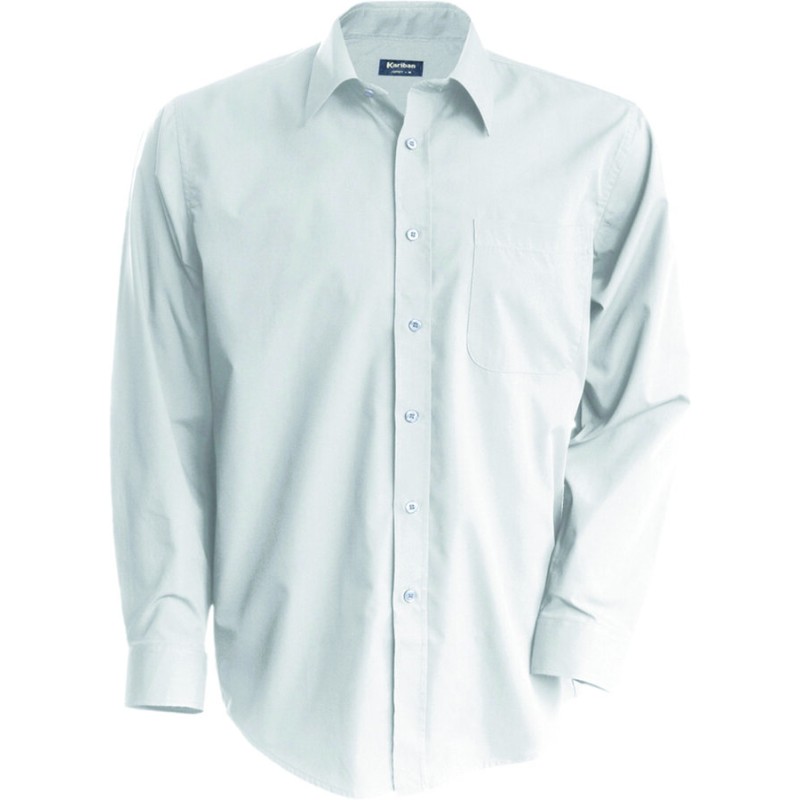 Chemise enfant manches longues en popeline de coton souple, 125 g/m²